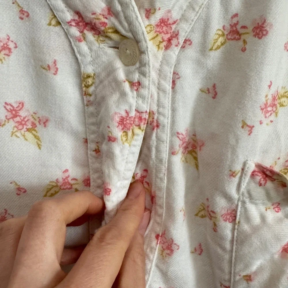 Vintage Victorias Secret Country Cottons Floral‎ Nightshirt White Pink M Cottage